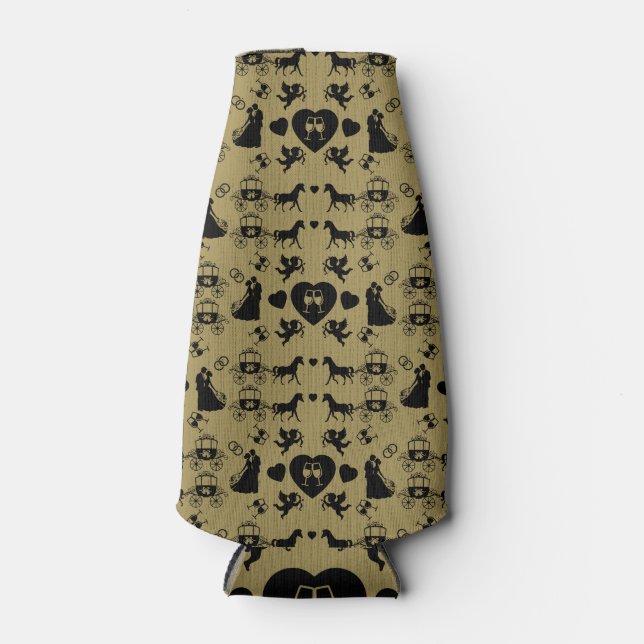 Enfriador De Botellas Boda Romántico De Caballos Y Carros (Anverso)