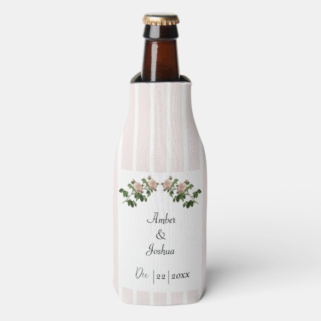 Enfriador De Botellas Boda rosa suave romántico (Frente de la botella)