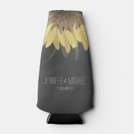 Enfriador De Botellas Boda Rústico de Sunflower Chalkboard