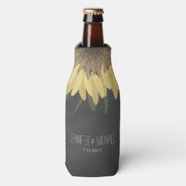 Enfriador De Botellas Boda Rústico de Sunflower Chalkboard