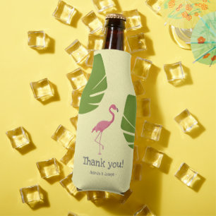 Enfriador De Botellas Boda Tropical de Destino de Flamenco Rosa Personal