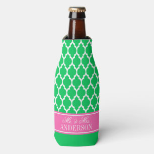 Enfriador De Botellas Boda Verde Esmeralda Marroquí #4 Nombre Rosa Calie