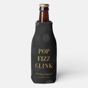Enfriador De Botellas Bokeh Oscuro Falso Pop Burbujeo Brillo Dorado