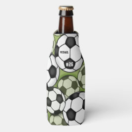 Enfriador De Botellas Bolas de fútbol Black White Player Name Jersey Num