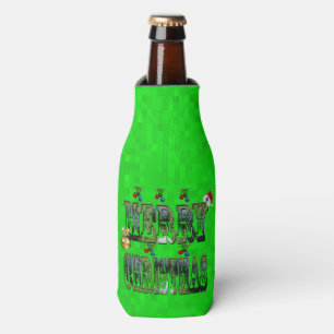 Enfriador De Botellas Bolas de hierba verde con el logotipo navideño,
