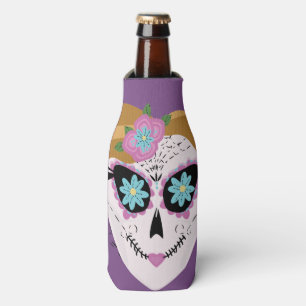 Enfriador De Botellas Bonito Floral Azúcar Skull Purple