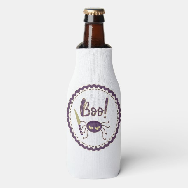 Enfriador De Botellas Boo divertido personaje de araña de Halloween mano (Frente de la botella)