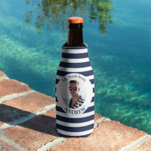 Enfriador De Botellas Botella de franja de la marina fotográfica Náutica