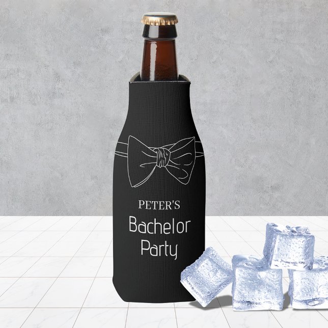 Enfriador De Botellas Bow Tie Personalizado Black BachelParty Beer (Bow Tie Custom Black Bachelor Party Beer Bottle Cooler
)