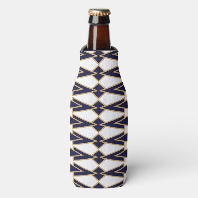 Enfriador De Botellas Bowties azules y dorados (Frente de la botella)