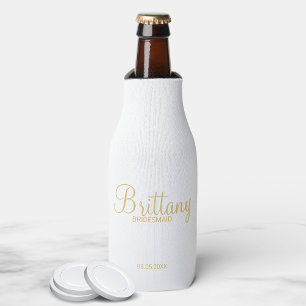 Enfriador De Botellas Bridesmaids personalizadas de blanco y oro moderno