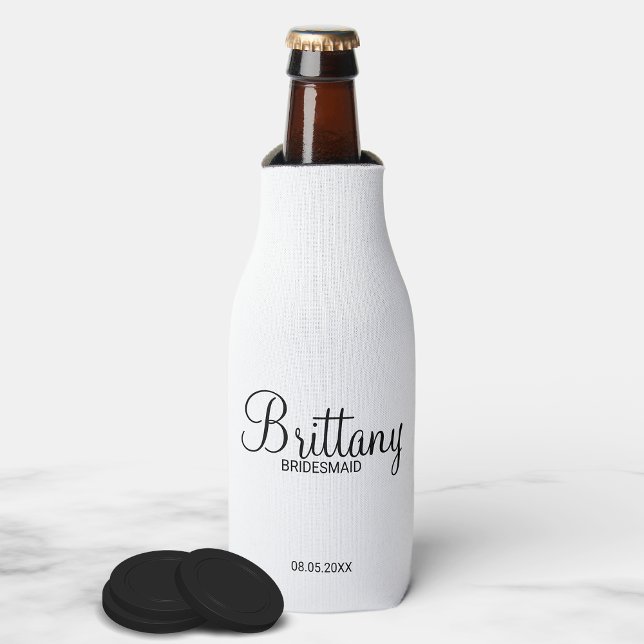 Enfriador De Botellas Bridesmaids personalizadas modernas en blanco y ne (Subido por el creador)