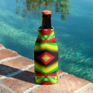 Enfriador De Botellas Burbujas y rayas verdes rojas amarillas Arte abstr