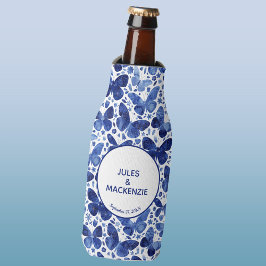 Enfriador De Botellas Butterflies Watercolor Azul Boda moderno Boho