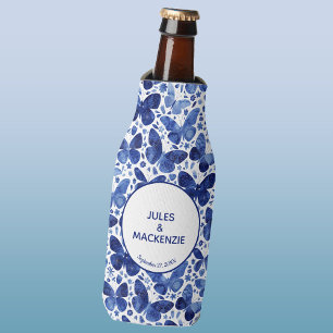 Enfriador De Botellas Butterflies Watercolor Azul Boda moderno Boho