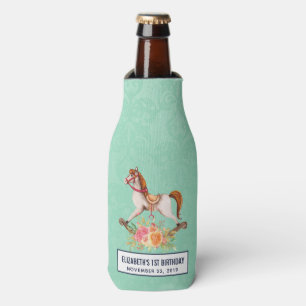 Enfriador De Botellas Caballo de Balanza Antiguo con Cumpleaños de Ramo