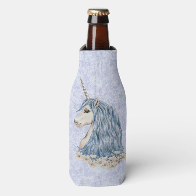 Enfriador De Botellas Cabello azul de unicornio (Frente de la botella)