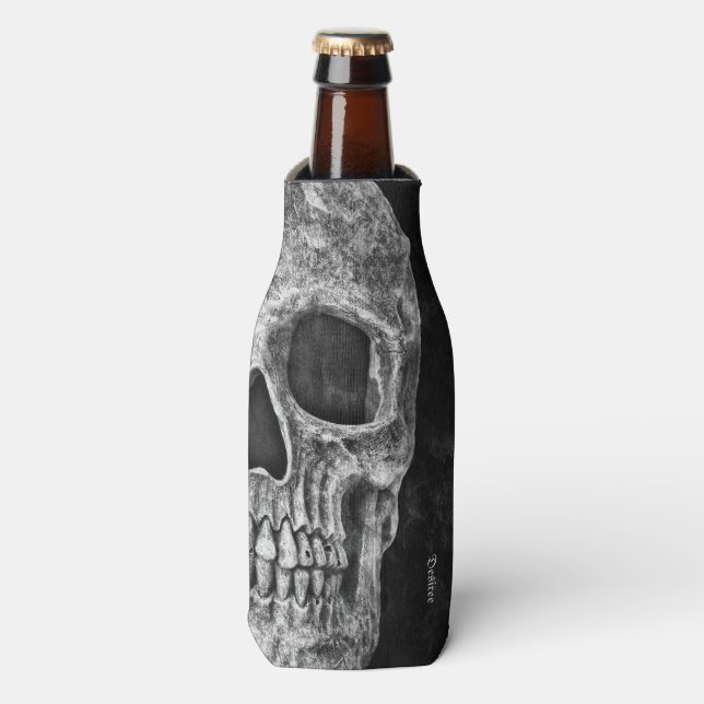 Enfriador De Botellas Cabeza De Medio Calavero De Guay Gótica Negro Y Bl (Frente de la botella)