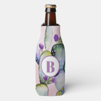 Enfriador De Botellas Cactus Girly Watercolor | Monograma