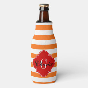 Enfriador De Botellas Calabaza Naranja Franja Horizontal Rojo Nombre Ini
