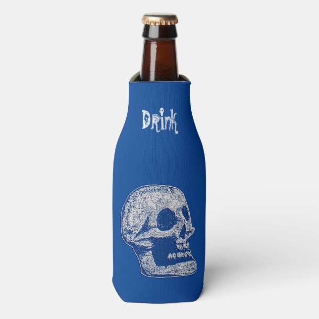 Enfriador De Botellas Calavera - Bebida-Blanco/Azul (Frente de la botella)