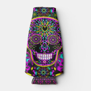Enfriador De Botellas Calavera de azúcar Neon Pink