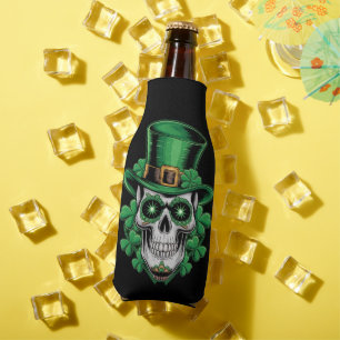 Enfriador De Botellas Calavera de azúcar St Patrick Day Lucky Shamrock