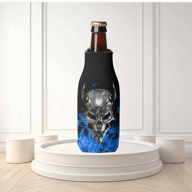 Enfriador De Botellas Calavera de demonio de metal de Chrome con llama a (Subido por el creador)