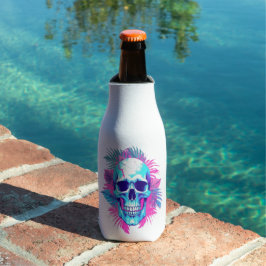 Enfriador De Botellas Calavera floral al estilo de la onda de vapor