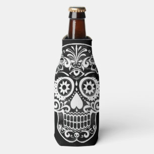 Enfriador De Botellas Calavera, negro y blanco