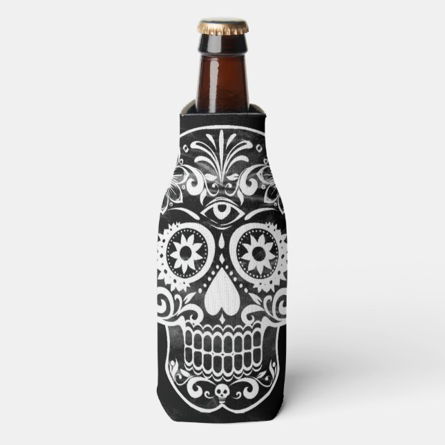 Enfriador De Botellas Calavera, negro y blanco (Frente de la botella)