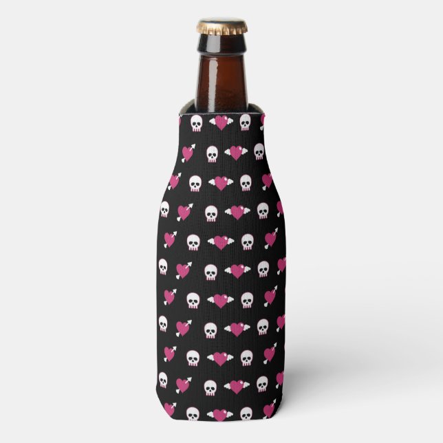 Enfriador De Botellas Calaveras y corazones (Frente de la botella)