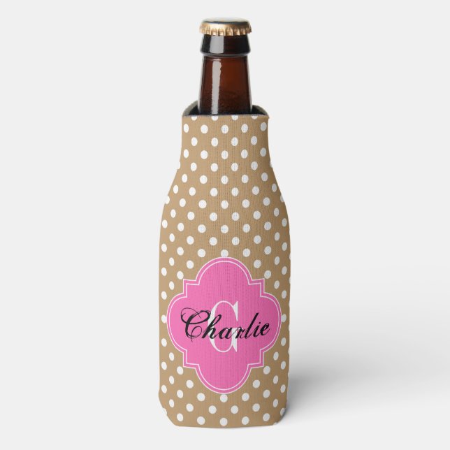 Enfriador De Botellas Camel Tan White Dots Nombre Quat Rosa Caliente Ini (Frente de la botella)