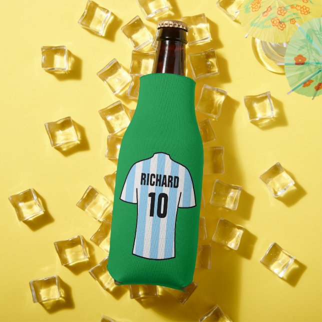 Enfriador De Botellas Camisa de fútbol en franjas azules claras (Verano in situ)