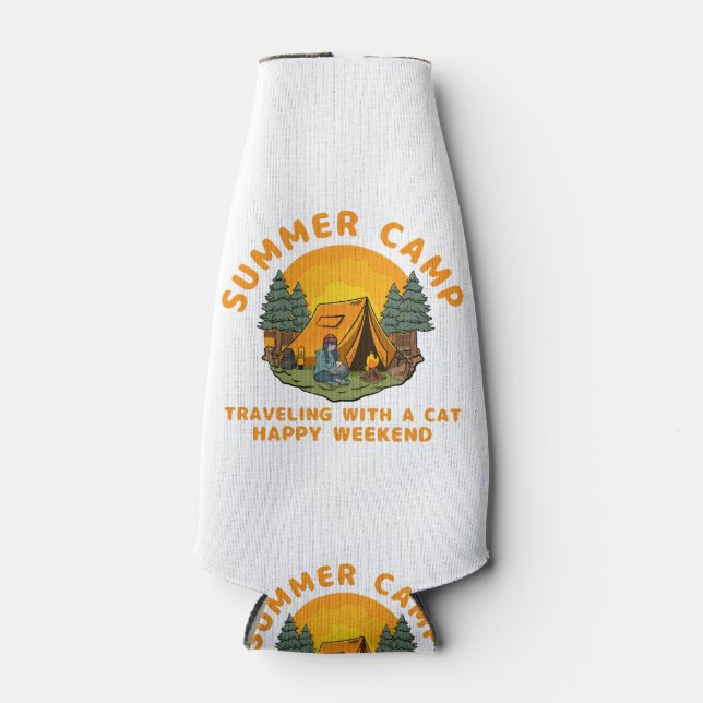 Enfriador De Botellas Campo de verano viajando con un gato (Anverso)