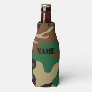 Enfriador De Botellas Camuflaje de Woodland ~ Nombre personalizado / Ini