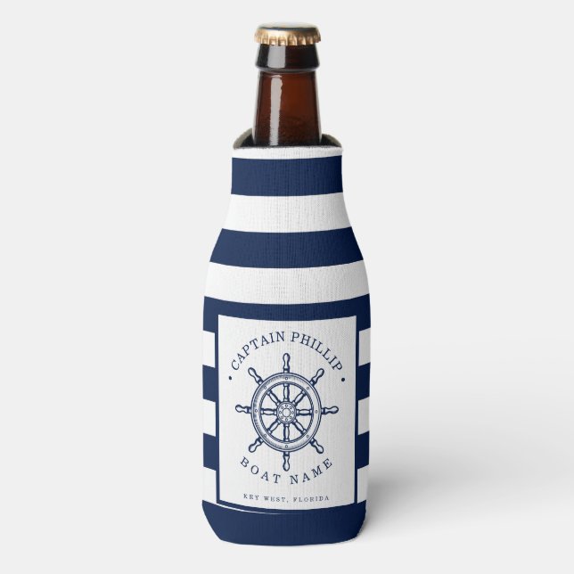 Enfriador De Botellas Capitán de barco personalizado (Frente de la botella)