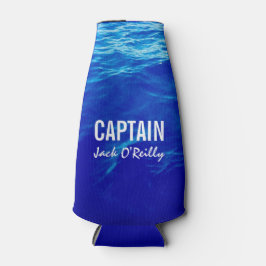 Enfriador De Botellas Capitán de bote de pesca con foto de agua azul per