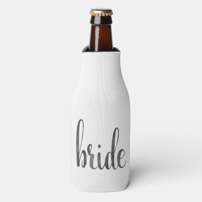 Enfriador De Botellas Carbón, guión de moda, acuarela gris (Frente de la botella)