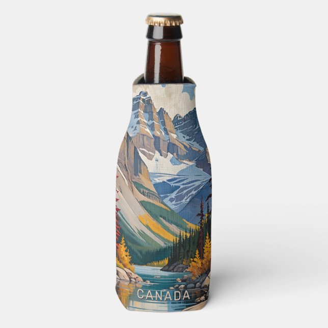 Enfriador De Botellas Cartel de viaje de Canadá con nombre y texto perso (Frente de la botella)