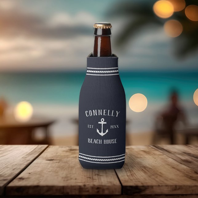 Enfriador De Botellas Casa de playa personalizada de Ancla Rustica Azul  (Subido por el creador)