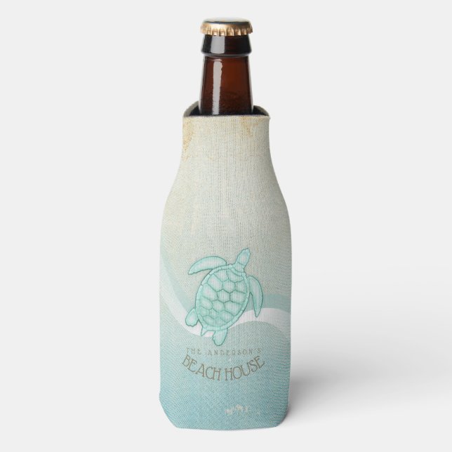 Enfriador De Botellas Caseta de playa Tortuga Náutica Aqua Blue ID623 (Frente de la botella)