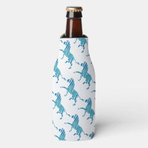 Enfriador De Botellas Cebra Azul y Silueta Blanca
