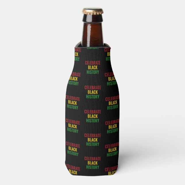 Enfriador De Botellas CELEBRAR HISTORIA NEGRA Rojo Amarillo Verde BHM (Frente de la botella)