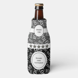 Enfriador De Botellas Centenarian, 100o cumpleaños blanco y negro