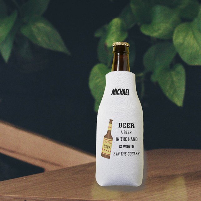 Enfriador De Botellas Cerveza divertida diciendo cerveza en mano Vale la (Subido por el creador)