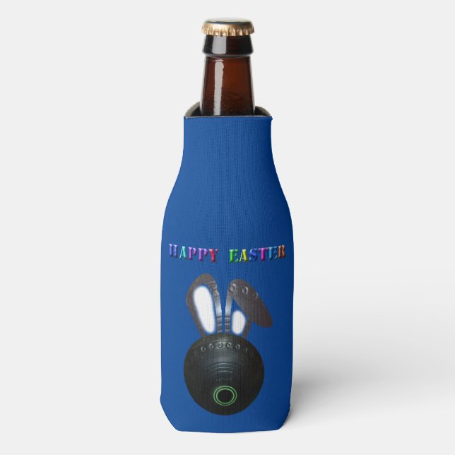 Enfriador De Botellas Césped Bowl Conejo de Pascua, Frasco (Frente de la botella)