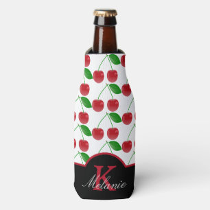 Enfriador De Botellas Cherries negras y rojas elegantes personalizadas