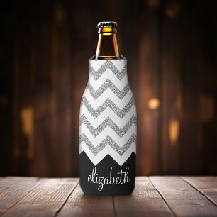 Enfriador De Botellas Chevras y nombres de impresión de Purpurina negro