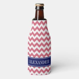 Enfriador De Botellas Chevron Rojo Blanco Descolorido Azul Marino Monogr
